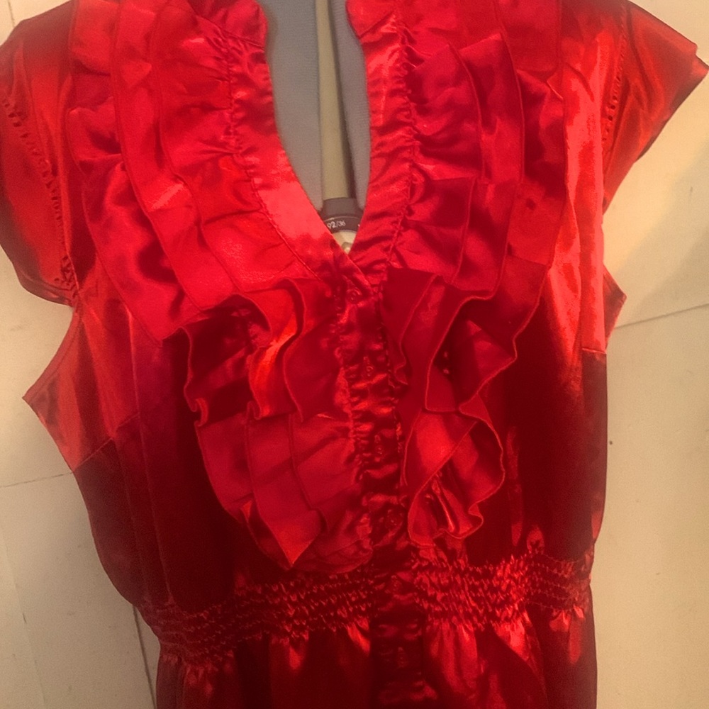 SALE $8 Cotton Express Red Satin Blouse EUC Retro Y2K Party Valentines Holidays